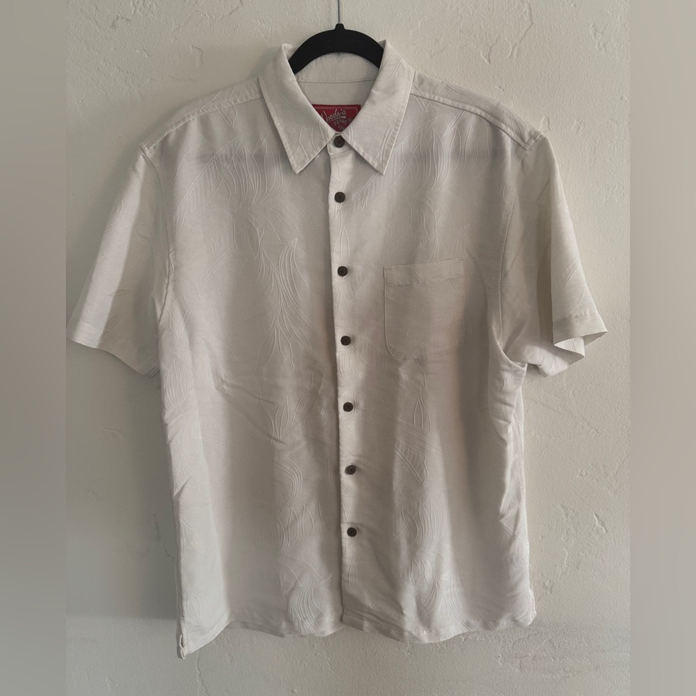 Woodys Retro Lounge Shirt Mens XL White Color Hawaiian Bowling Short Sleeve